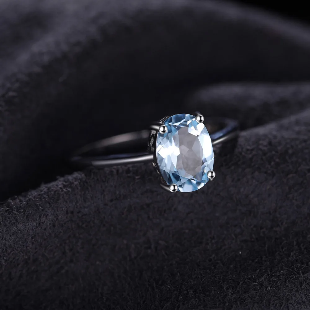JewelryPalace Овальный 1.5ct Природный Голубой Topazss камень пасьянс кольцо Твердые