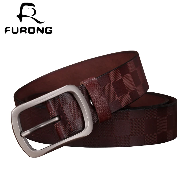 

FURONG 2018 Genuine Leather Belts Men Retro Embossing New Designer Pin Buckle Belts Fashion Cowhide Luxury Strap Belt FR043