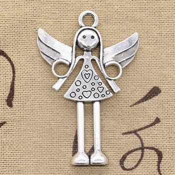 

5pcs Charms Angel 58x38mm Antique Bronze Silver Color Plated Pendants Making DIY Handmade Tibetan Bronze Silver Color Jewelry