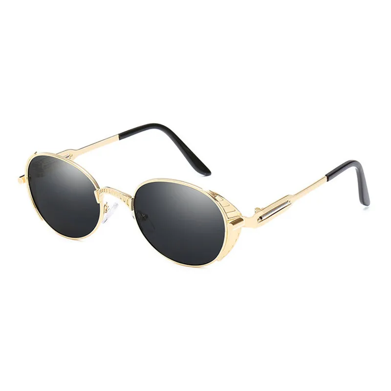 

punk Vintage polarized Sunglasses Men Round Sun glasses Women Brand designer Round Metal Sunglasses with box UV400 FML