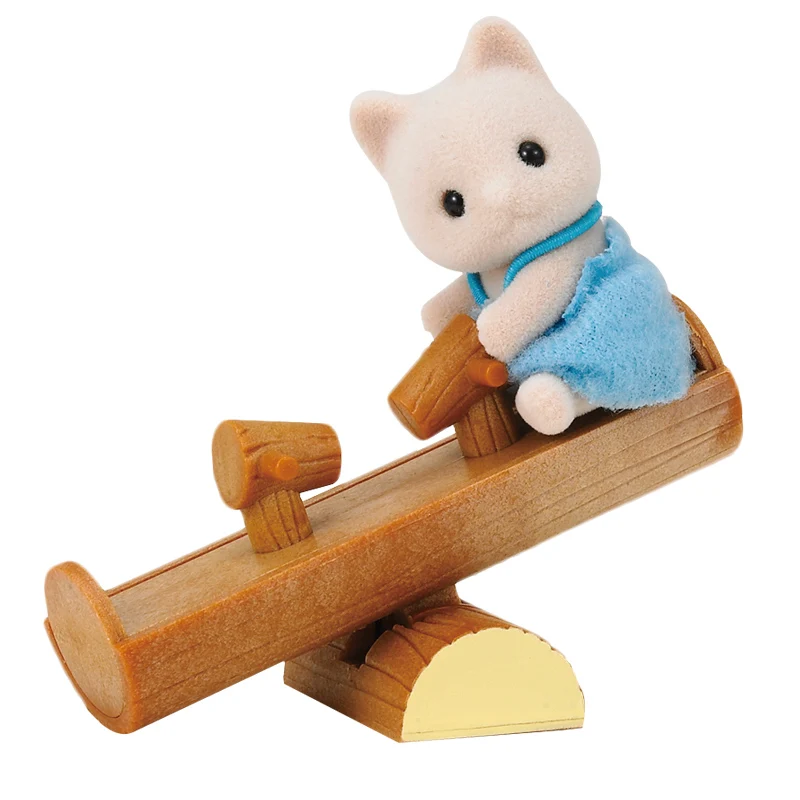 Sylvanian Family Cat Baby and Seesaw набор кукольный домик животных пушистые игрушки Фигурки