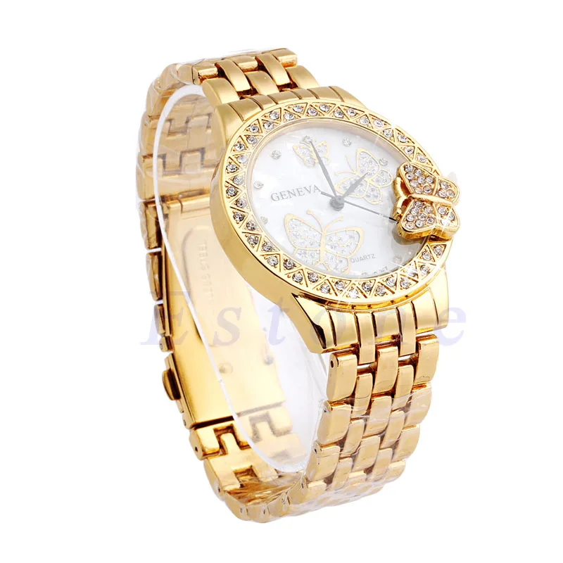 

Chic Women Geneva Crystal Dial Dress Stainless Steel Sport Wrist Watch
