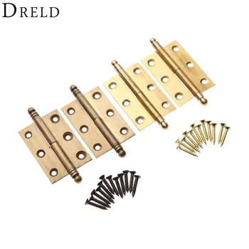 

DRELD 2Pcs Antique Brass Jewelry Boxes Decorative Hinges Mini Cabinet Drawer Door Butt Hinges Furniture Hardware 72*50*34mm