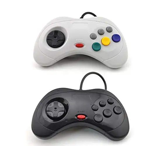

Ruitroliker 2Pcs/set Retro Classic USB Controller GamePad for Sega Saturn Style PC MAC Black Gray