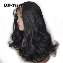 QD-Tizer короткие волнистые кружевные передние парики Glueless парик с волнистыми волосами натуральные волосы синтетические кружевные передние парики для женщин
