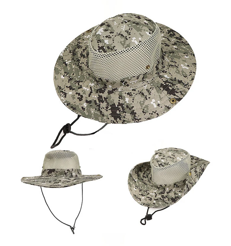 Fishing Camouflage Cap Camo Tactical Hat Sunshade Sea Beach Sun Hats  Outdoor Camping Tools Army Climbing Hiking Sport Panama (20)