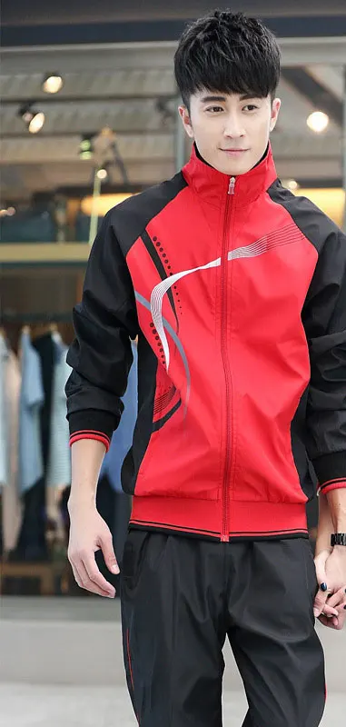 Для мужчин весенний спортивный комплект для бега Открытый с длинным рукавом комплект для бега Training Спортивный костюм мужской спортивной 69 - Цвет: MEN RED
