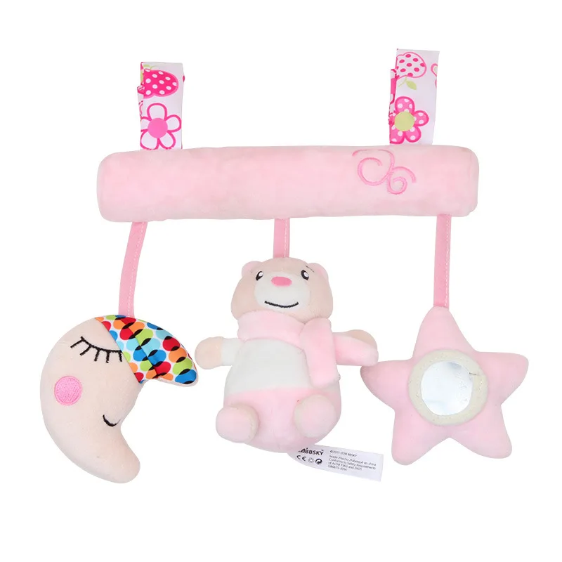 Погремушку Милые розовый медведь игрушки музыка куклы кровать колокол для коляски младенца Многофункциональный колокольчик Плюшевые Развивающие мобильные игрушки