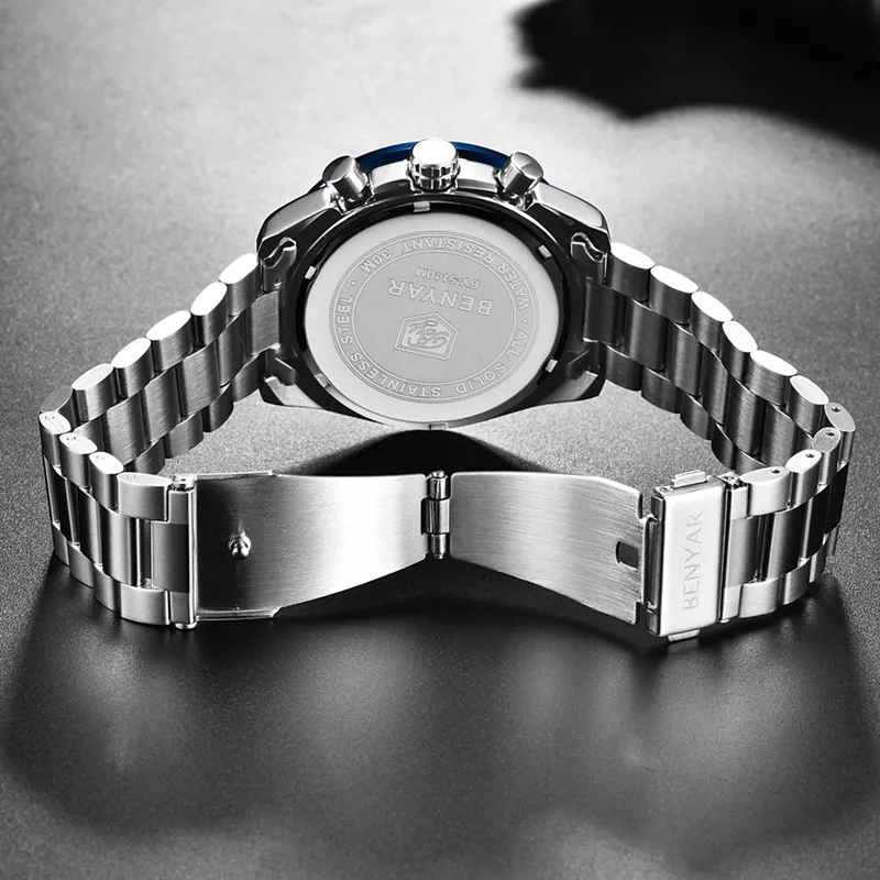 BENYAR Лидирующий бренд класса люкс для мужчин s часы Модные Бизнес Кварцевые часы для мужчин повседневное водонепроница