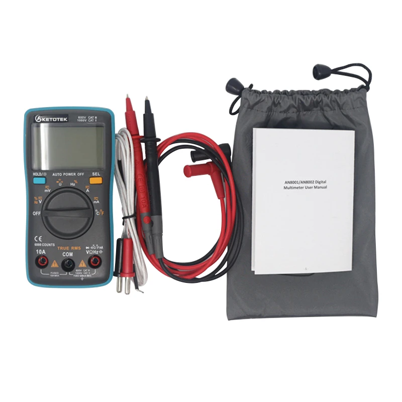 

Digital Multimeter AC/DC Ammeter Voltmeter Auto Range Resistance Capacitance Temperature Tester Voltage Meter
