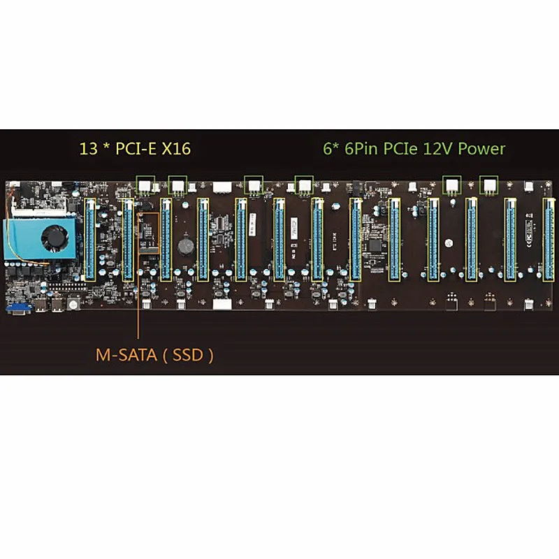 ETH плата для майнинга GPU12 13 видеокарта PCI-E X16 DDR3 M-SATA SSD in-line материнская плата поддерживает A/N Графический интегрированный процессор