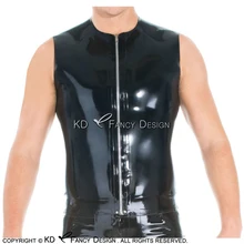 

Black Sexy Latex Vest With Zipper At Front Sleeveless Rubber Shirt Tank Top Clothes Clothings YF-0098