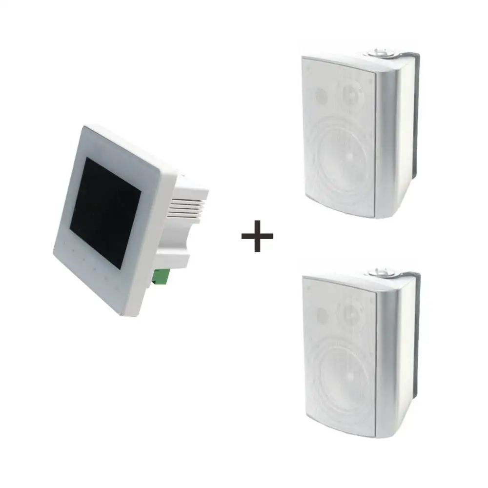 

Home audio system,Mini bluetooth wall amplifier with Wireless Remote Control and 2 wall speakers, Supports USB/SD/AUX/FM/BT