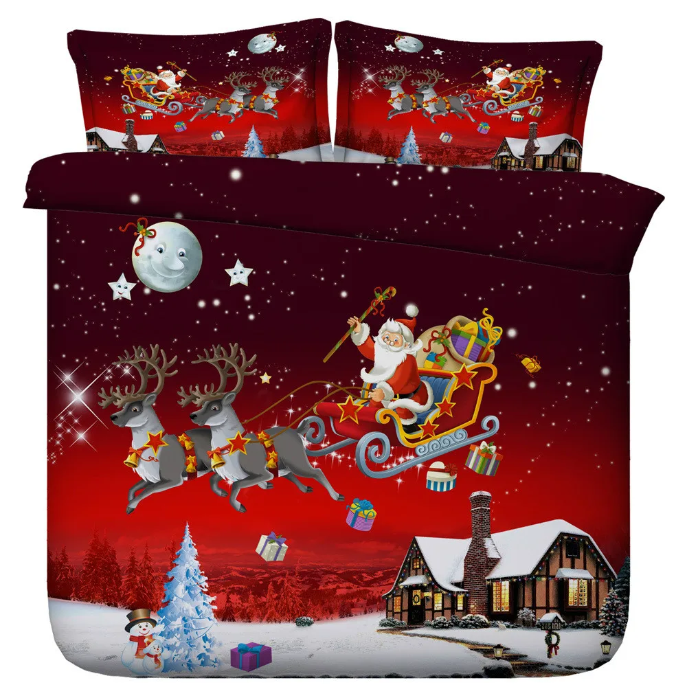 

Christmas Bedding Sets Cartoon Bed Linen Duvet Cover Bed Sheets New Year Gift Bedding Cover Pillowcase Single Full Queen King