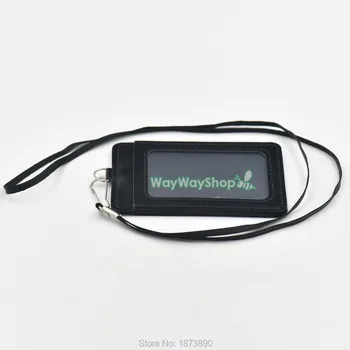 

20 sets Strap lanyard + PU Card Holder Badge for Reel Clip ID Retractable YOYO Black WS leather