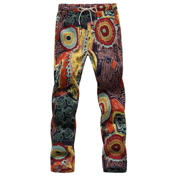 

2019 Summer mens Flower Pants Fashion casual male ankle length pants size S - 6XL