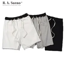 H.A.Sueno high street loose fit mens shorts hip hop solid mens sweat short pants oversized Cross-pants for men drop ship /5