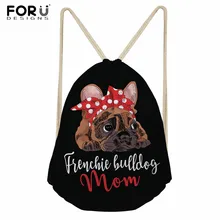 FORUDESIGNS/французские принты с бульдогом, сумки на шнурке для студентов, школьная сумка, легкий рюкзак на шнурке для женщин, Женская дорожная сумка