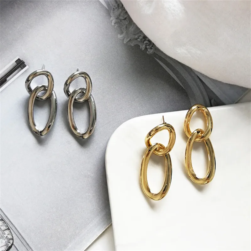 

New metal Brinco geometrical irregular women earrings girl Women's perforation delicate earrings Suitable for ladies PROM