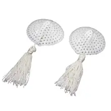 Женский сексуальный силиконовый Блестящий бюстгальтер в форме сердца с кисточками Стикини наклейки(белый