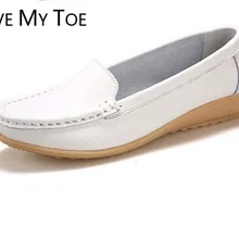 Сезон весна; коллекция года; Повседневная дышащая обувь на танкетке из натуральной кожи; женские лоферы; Chaussure Femme; женские кроссовки; zapatos mujer