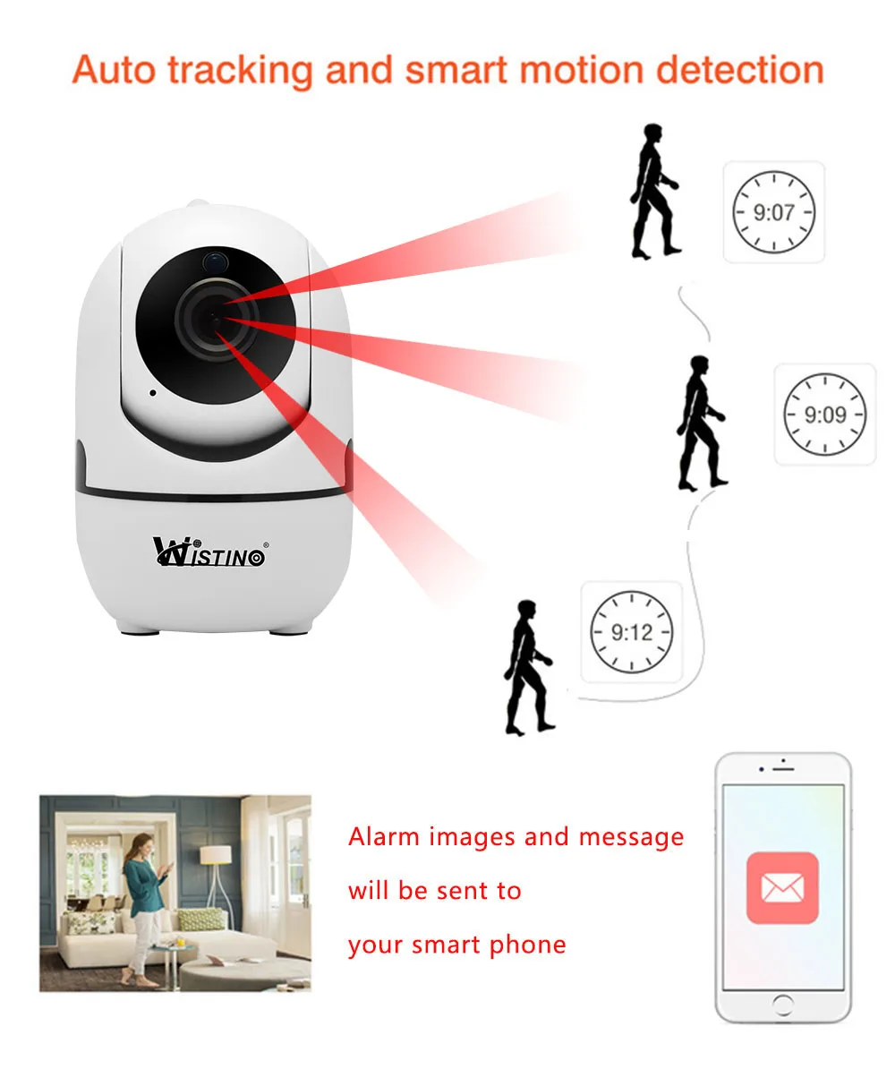 Wistino CCTV  Wireless IP Camera  Auto Tracking 720P Surveillance Security Home Camera Indoor PTZ Video Baby Monitor Wifi Night Vision (3)