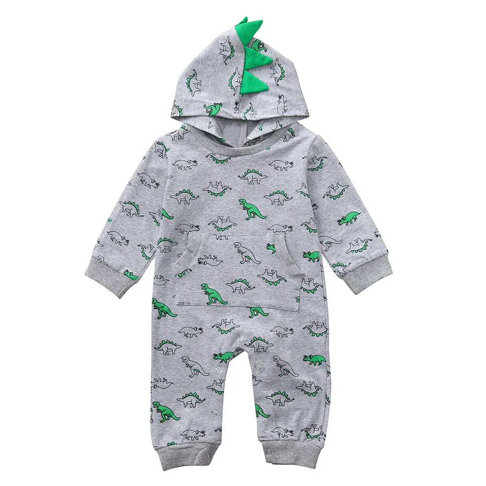 

Fashion Newborn Infant Baby Boys Girls Hooded Dinosaur Print Romper Cotton Jumpsuit Outfits Set Autumn Winter