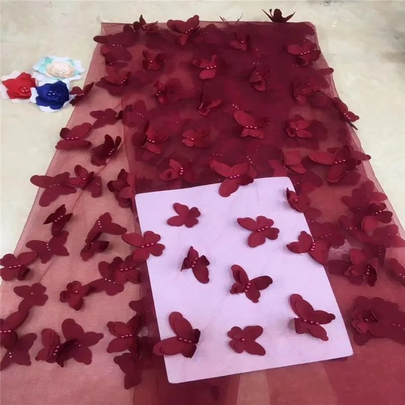Madison Wedding Lace Fabric 3D Beads Flowers French Fabrics For Dress Tulle Nigerian | Дом и сад