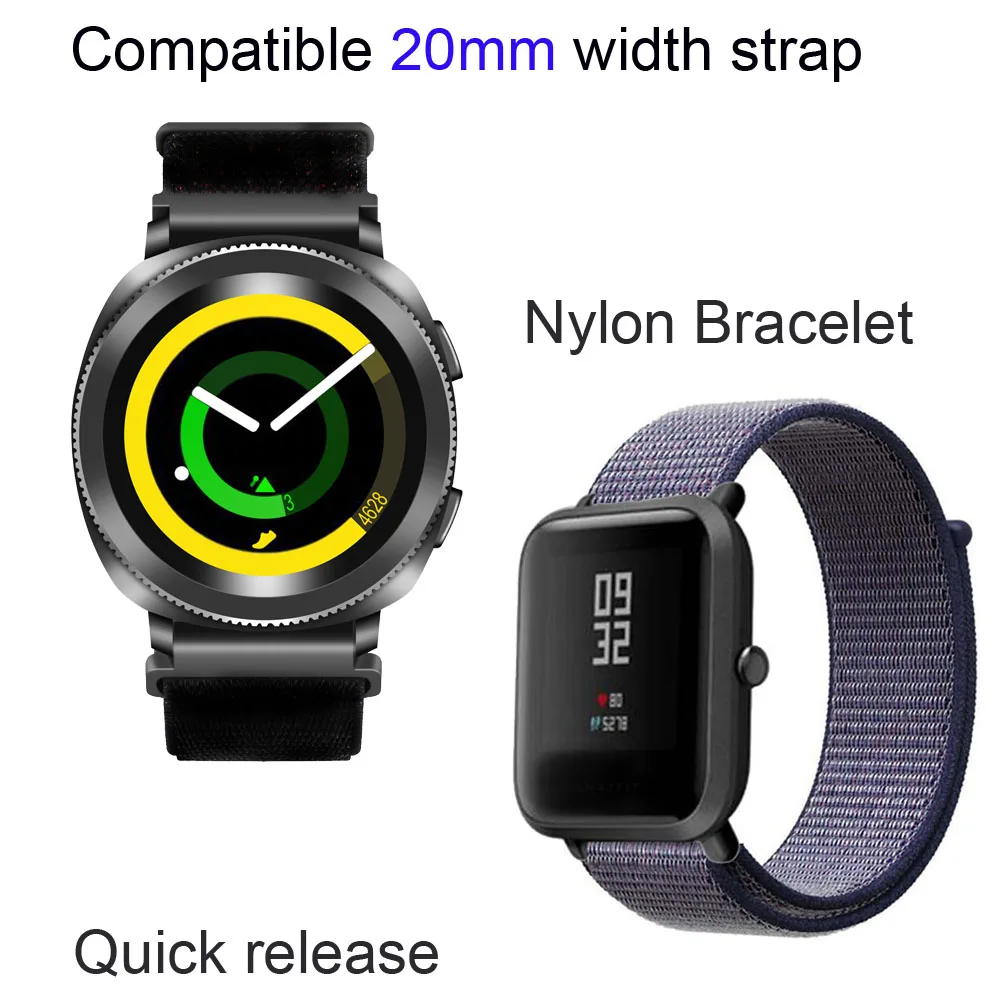 20 мм браслет ремешок для Xiaomi Amazfit Bip часов GTS GTR 42 нейлоновый