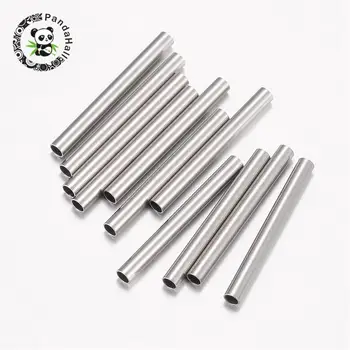 

304 Stainless Steel Tube Beads, Stainless Steel Color, 15x1.5mm, Hole: 1mm