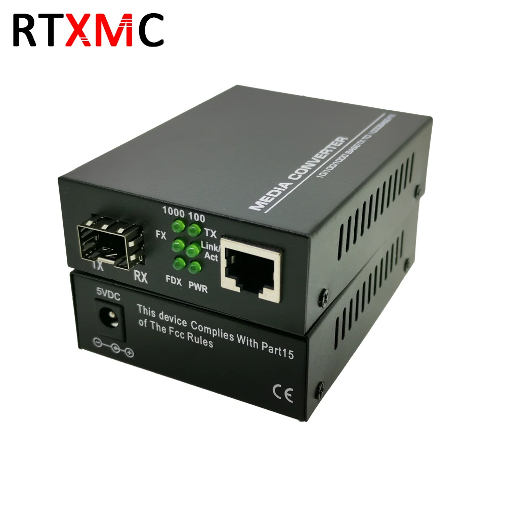 SFP волокна Media Converter к RJ45 Gigabit Media Converter SFP 10/100/1000 M Ethernet преобразователя приемопередатчик оптический коммутатор