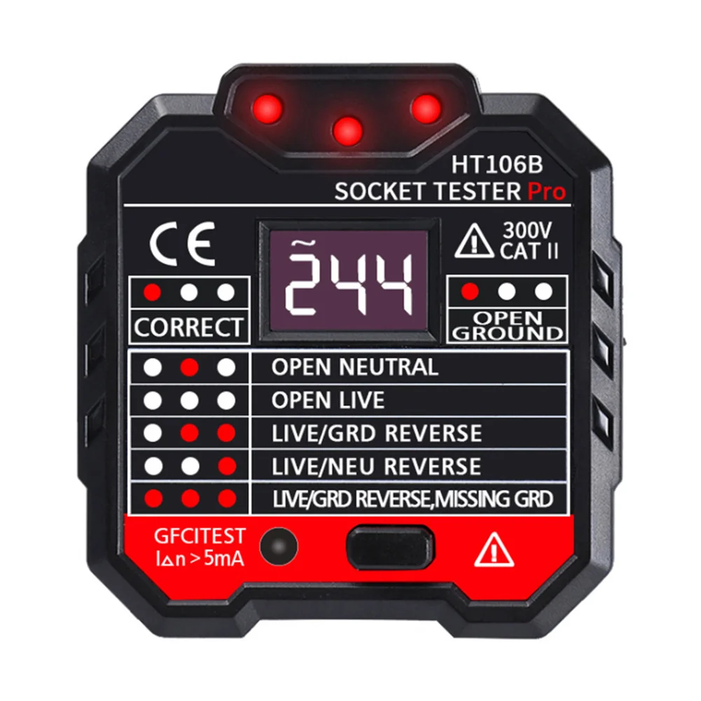 

Novel Electric Socket Tester Electric Leakage Detection Plug and Play for Home Factory Shipping