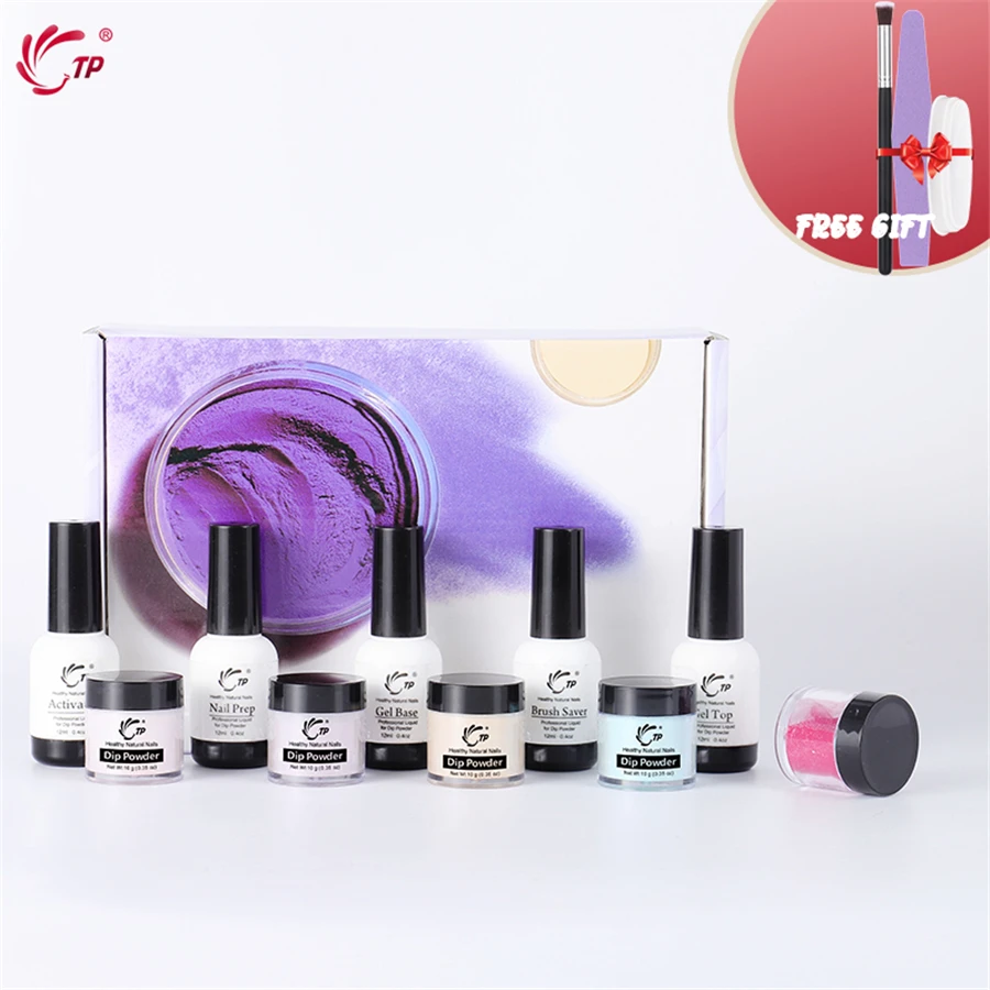 

TP Kit of Starter Dip Powder System Set Powder Gel Nail Art Base Top Coat French Tool Candy Summer Color No Lamp Natural Dry New