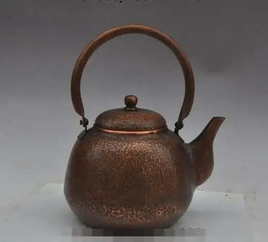 

S01985 9"old chinese pure bronze copper Hand-carved Kettle Teapot Tea makers