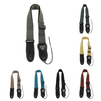 

Tooyful Thickened Canvas Guitar Bass Shoulder Strap Belt Leather Ends Musical Instrument Accessory