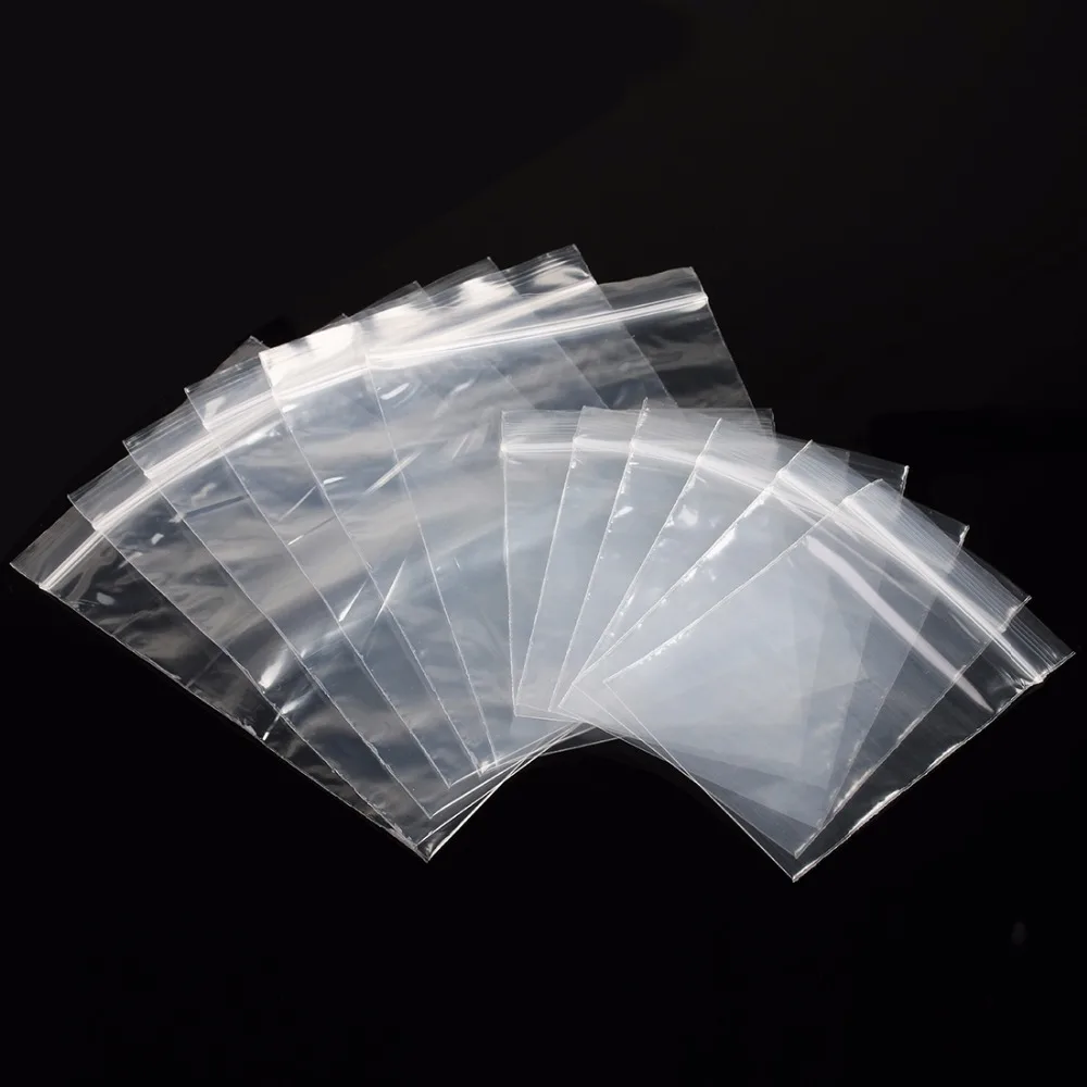 100pcs/lot 4*6.5/6*8/8*12/11*16cm Transparent Plastic Bags Self Sealing Zip Zipper Lock Clear Ziplock Bags For Jewelry Packaging