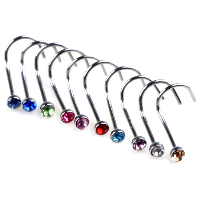 1PC Crystal Screw Fake Nose Piercing labret septum Nose Stud Nickel