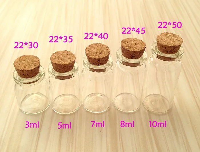 Мини Стеклянная бутылка с пробкой, 3 мл, 5 мл, 7 мл, 8 мл, 10 мл, 12 мл, 15, 20 мл стеклянные банки, в большинство стран мира