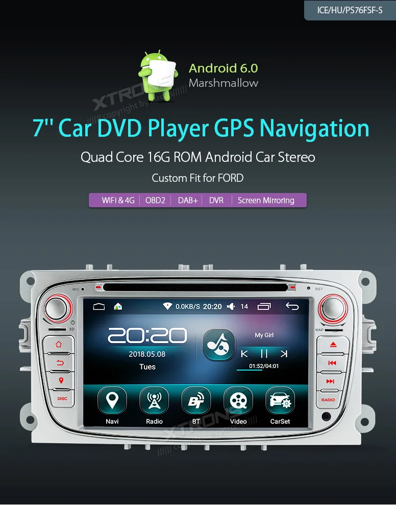 Discount 7" Android Video Radio Car DVD Player Head Unit Stereo GPS Navigation for FORD Focus Galaxy II Mondeo C-Max S-Max Kuga 2