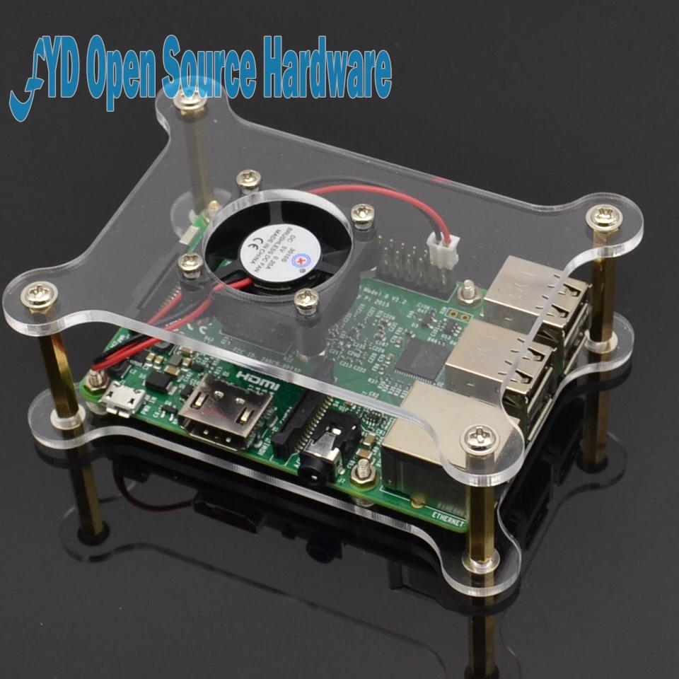 2-layer Transparent Acrylic Case Clear Raspberry Pi 3 Box Shell with Logo for Raspberry Pi 2 Model B & Raspberry Pi B Plus