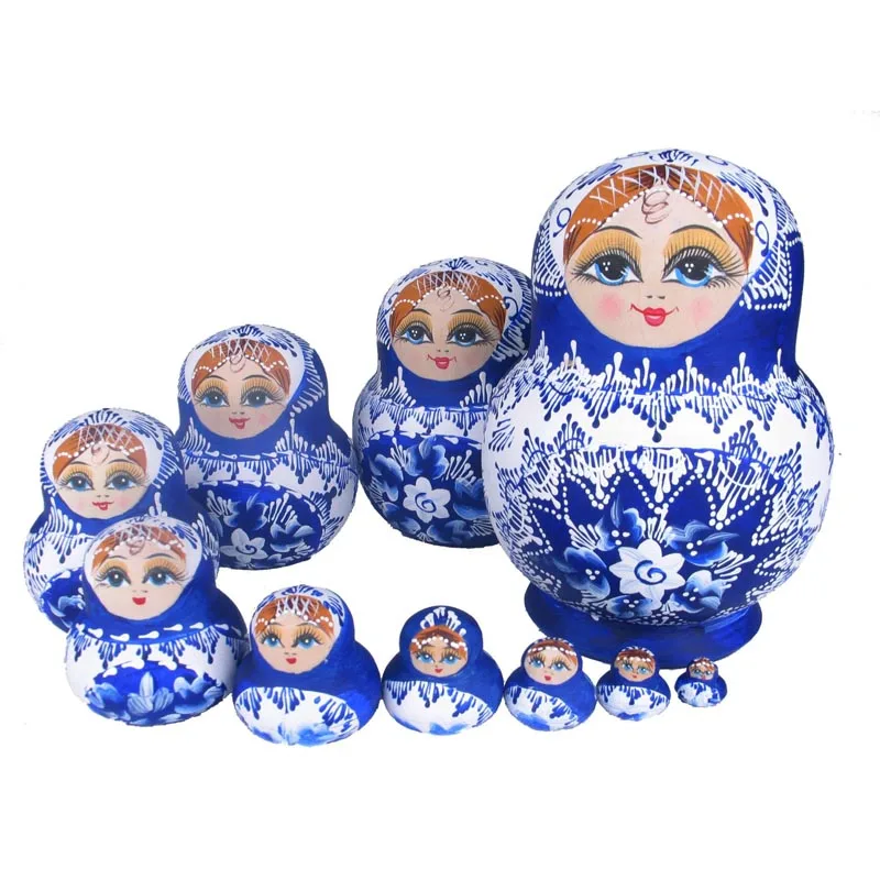 10pcs Beautiful Doll Wooden Toys Matryoshka Doll Kids Gift Russian