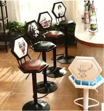 Tieyi bar chair European bar chair lifting stool retro backrest bar stool fashion simple front chair Tieyi bar chair European bar chair lifting stool retro backrest bar stool fashion simple front chair