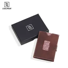 Мужской бизнес мини-кошелек из натуральной кожи фитинг из нержавеющей стали винтажная ретро текстура маленькая карта ID держатель тонкий чехол для кредитных карт