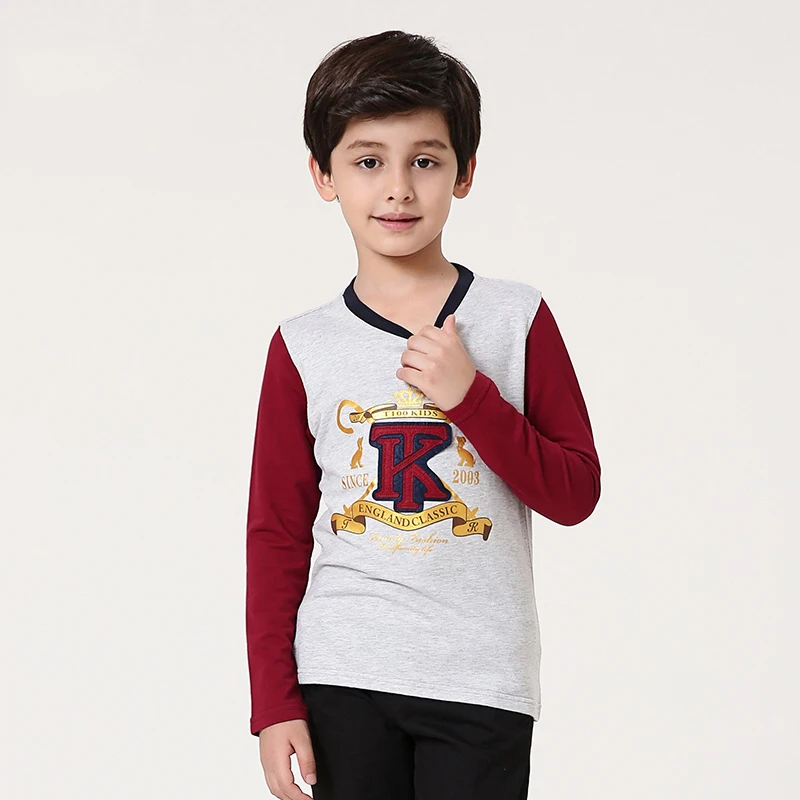 T100 Boys T-shirts Long Sleeve Cotton T-shirts Boys Tops Cartoon T-shirts For Boys Brand Children Baby Clothes Plus Size T-shirt