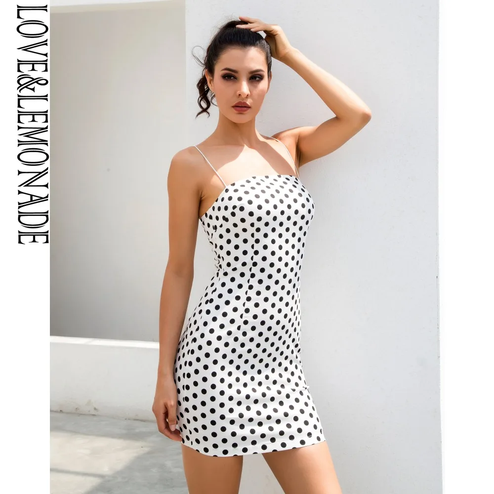 

Love&Lemonade White/black Dots Strapless Slim Dress LM0912
