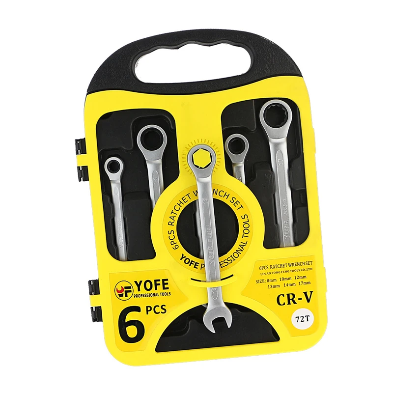 YOFE 6PCS/set Quick Flexible Reversible Universal Ratchet Wrench