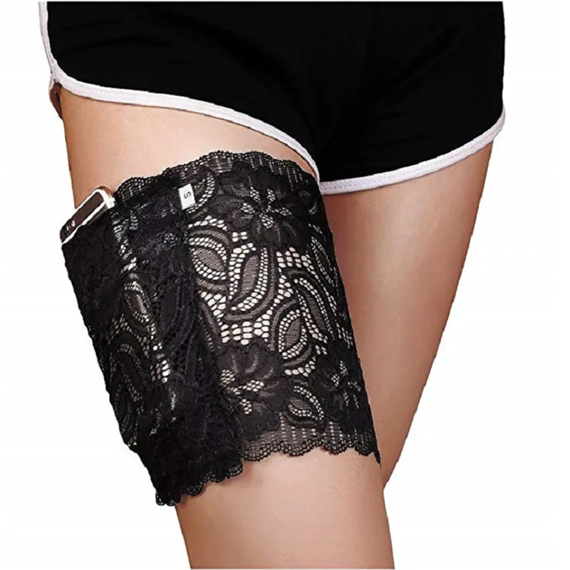 

1Pc Lace Floral Non-slip Thigh Garters Leg Warmer Summer Phone Pocket Silicone Band Wedding Garter Suspender Belt For Stockings