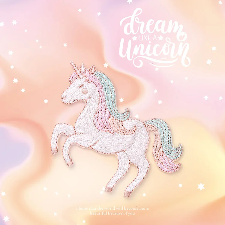 

Cute Unicorn Embroidery fashion Clothes DIY brooch Patch Sticker Adhesive gifts