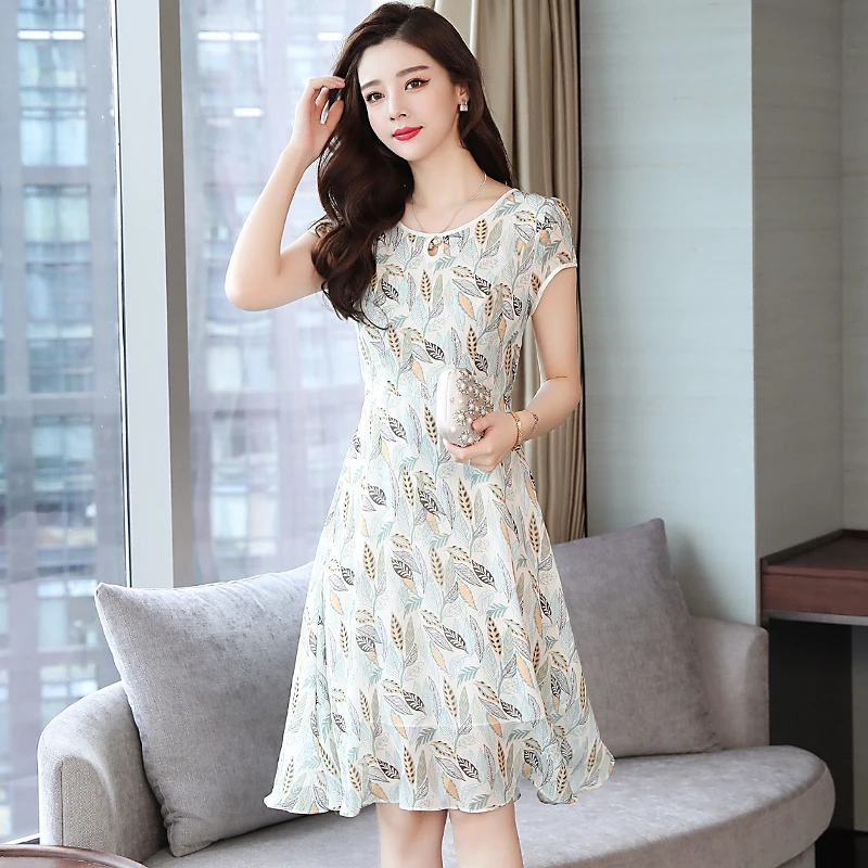 Print Party Summer Knee-Length Midi Women Dress Long Plus Size Lady Vintage Elegant Short Sleeve Runway Vestido De Fiesta 2019