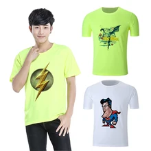 Superman De Flash Hot Zomer Art Gedrukt Cool Grafische Ronde Hals Korte Mouw T-Shirt Blended Zweetabsorberende Fitness Shirt(China)